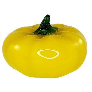 Art Glass Yellow Pumpkin Squash Vegetable Fall Autumn Decor